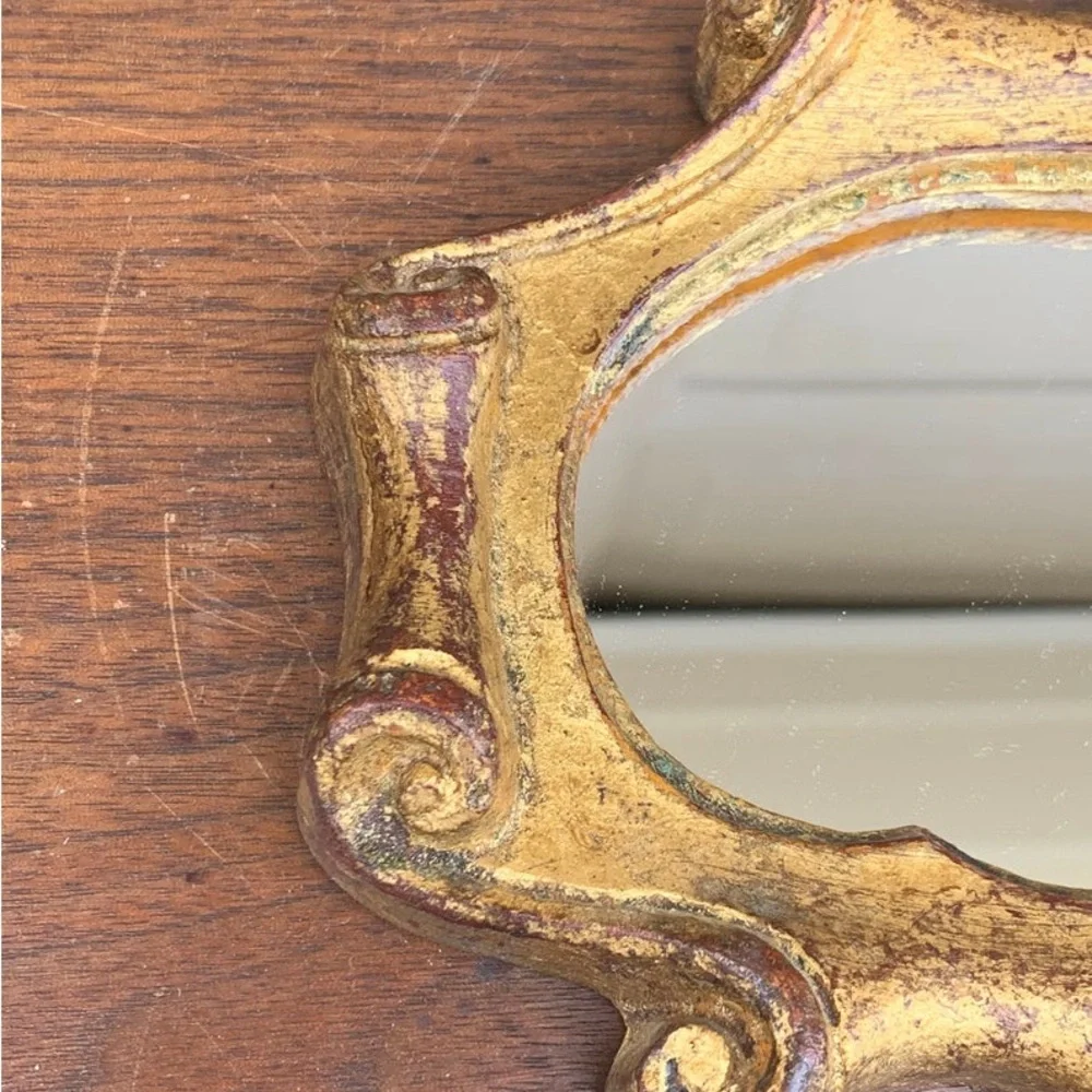 Italian Florentine Baroque Gold Giltwood Antique Wall Mirror